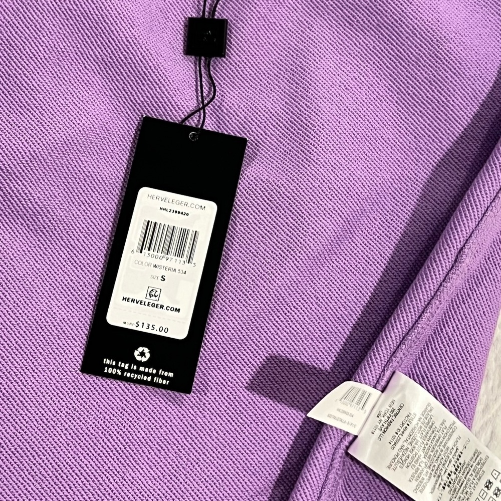 HERVE LEGER  COTTON KNIT LOGO SKIRT IN WISTERIA SIZE S NWT💜 - Picture 14 of 14